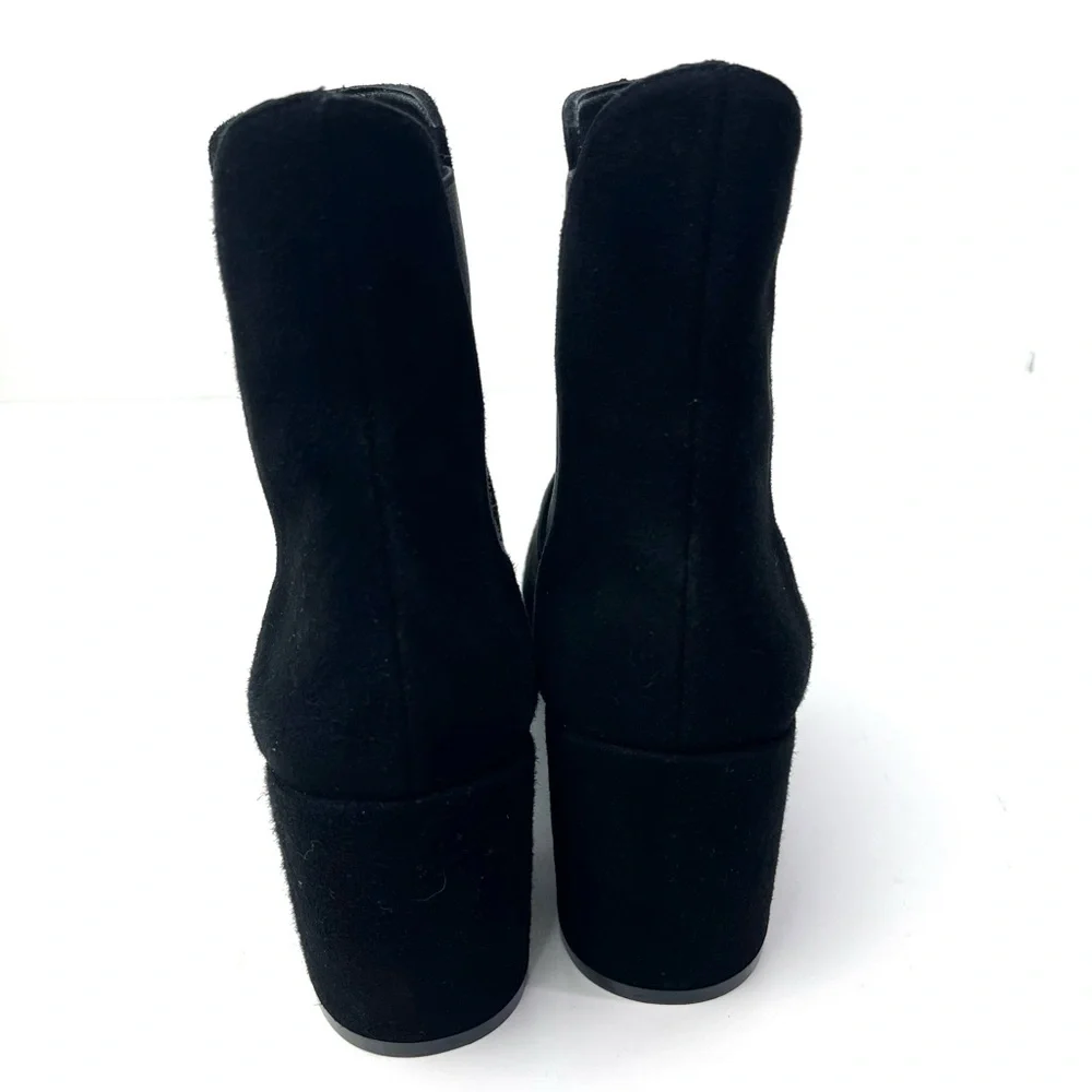 Stuart Weitzman Womens Black Suede Leather Block Heel Pull On Ankle Booties